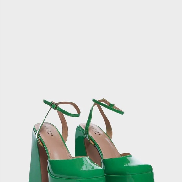Bold Green Platform Sandals with Chunky Heel - Picture 2 of 3